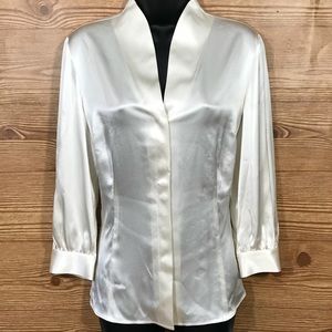 Lafayette 148  Ivory Pearl Silk Long Sleeve Size 6